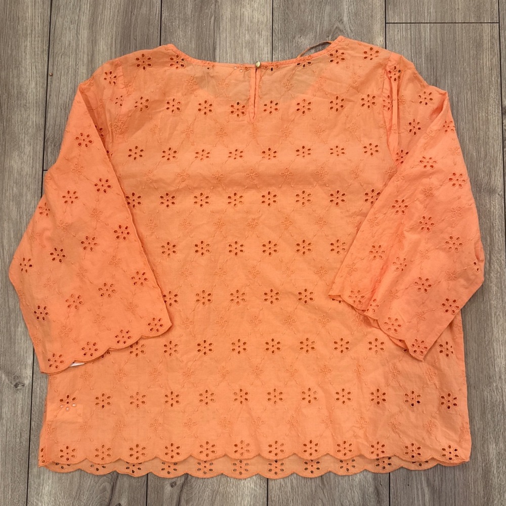 Liz Claiborne Women XL Orange Eyelet Bell Sleeve Top Blouse NWT - Picture 5 of 5